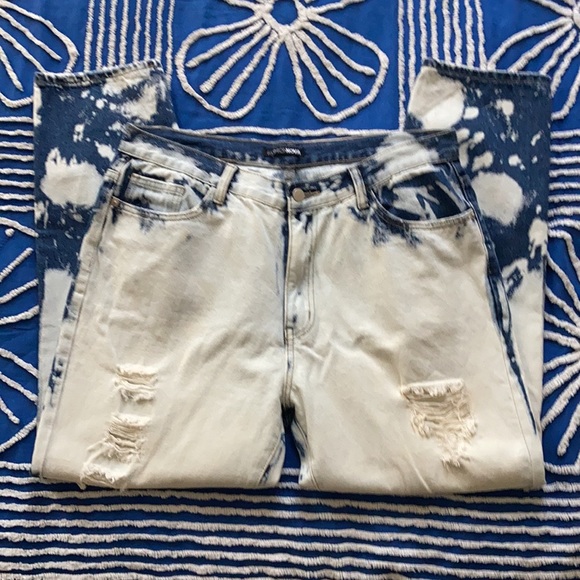 Fashion Nova Retro Bleach Distressed High Rise Skinny Denim Jean Size Large - Picture 5 of 11